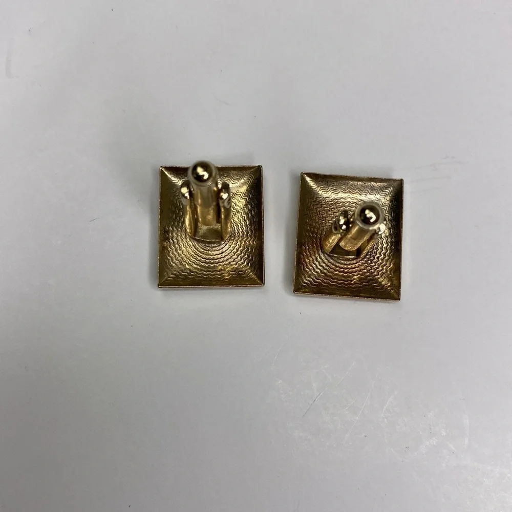 Vintage Gold-Tone Cufflinks With Engraved Floral Design Mens Accessories